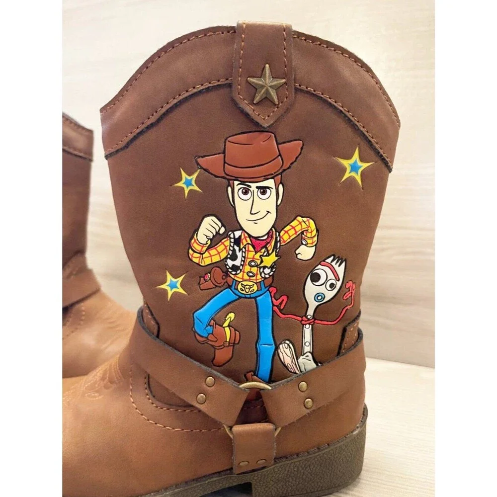 Disney Pixar Toy Story Woody & Forky Kids Cowboy Boots Brown Size 11 Western Zip
